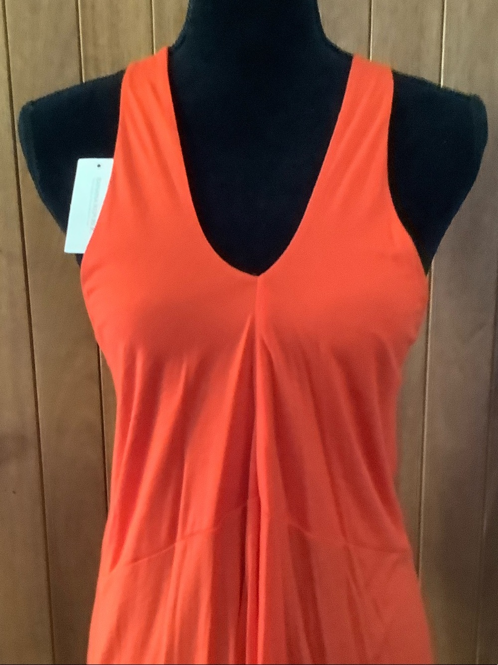 Women’s Orange V-Neck Tank Top with criss-cross back